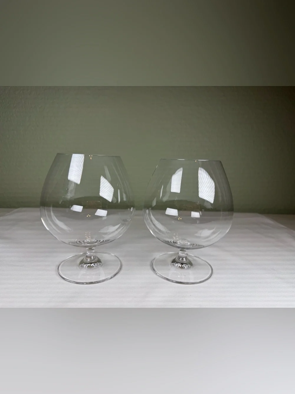 Vintage Large Clear Brandy Snifter Oversized Wine Balloon Glasses Set of 4